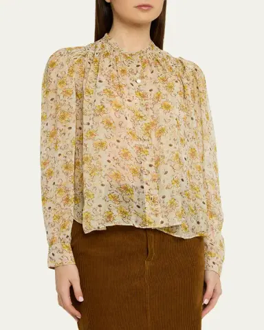 Etoile Isabel Marant Florine Floral Georgette Blouse | Thumbnail 4 Etoile Isabel Marant Florine Floral Georgette Blouse | Thumbnail 4
