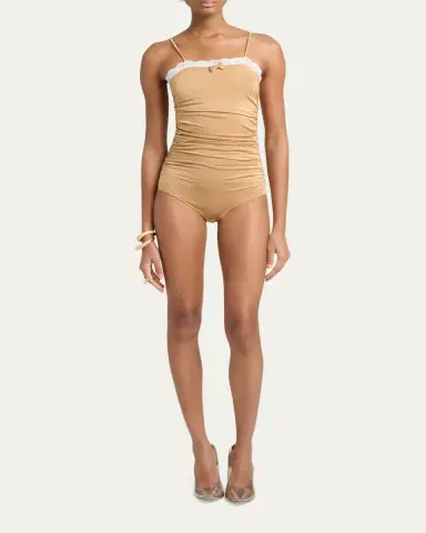 Chloé Lace Ruffle Ruched Bodysuit | Thumbnail 2 Chloé Lace Ruffle Ruched Bodysuit | Thumbnail 2
