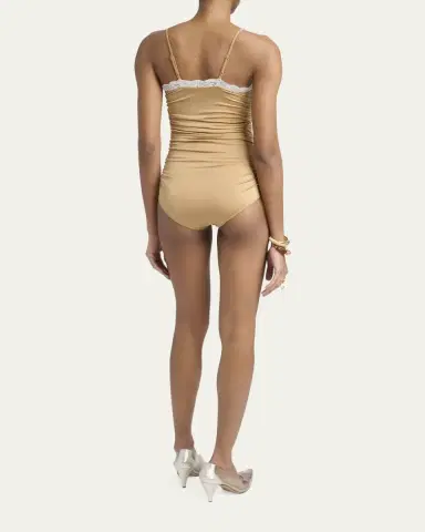 Chloé Lace Ruffle Ruched Bodysuit | Thumbnail 3 Chloé Lace Ruffle Ruched Bodysuit | Thumbnail 3