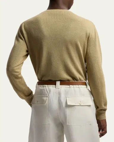 Ralph Lauren Purple Label Men's Linen-Blend Crewneck Sweater | Thumbnail 3 Ralph Lauren Purple Label Men's Linen-Blend Crewneck Sweater | Thumbnail 3