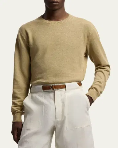 Ralph Lauren Purple Label Men's Linen-Blend Crewneck Sweater | Thumbnail 4 Ralph Lauren Purple Label Men's Linen-Blend Crewneck Sweater | Thumbnail 4
