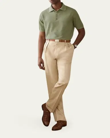 Ralph Lauren Purple Label Men's Silk-Blend Short-Sleeve Polo Sweater | Thumbnail 2 Ralph Lauren Purple Label Men's Silk-Blend Short-Sleeve Polo Sweater | Thumbnail 2