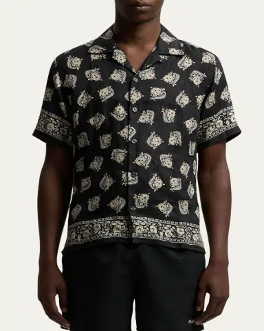 Ralph Lauren Purple Label Men's Paisley-Print Linen Camp Shirt | Thumbnail 4 Ralph Lauren Purple Label Men's Paisley-Print Linen Camp Shirt | Thumbnail 4