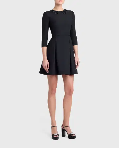 Valentino Garavani Long-Sleeve Embroidered Bow Mini Dress | Thumbnail 3 Valentino Garavani Long-Sleeve Embroidered Bow Mini Dress | Thumbnail 3