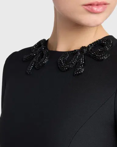 Valentino Garavani Long-Sleeve Embroidered Bow Mini Dress | Thumbnail 4 Valentino Garavani Long-Sleeve Embroidered Bow Mini Dress | Thumbnail 4