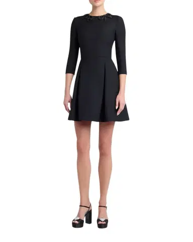 Valentino Garavani Long-Sleeve Embroidered Bow Mini Dress | Thumbnail 1 Valentino Garavani Long-Sleeve Embroidered Bow Mini Dress | Thumbnail 1