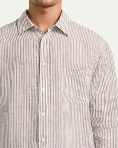 Frescobol Carioca Men's Cotton Stripe Button-Down Shirt | Thumbnail 4 Frescobol Carioca Men's Cotton Stripe Button-Down Shirt | Thumbnail 4