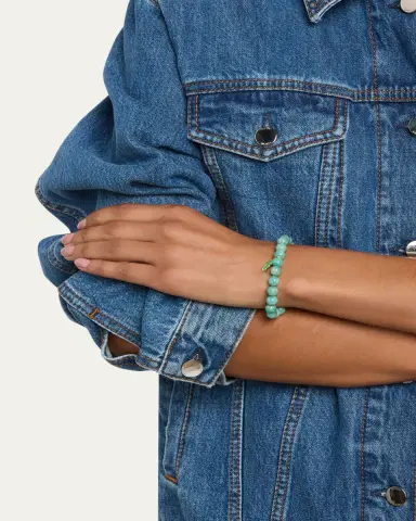 Sydney Evan 14K Green Jade Pea Pod Charm on Amazonite Stretch Bracelet | Thumbnail 2 Sydney Evan 14K Green Jade Pea Pod Charm on Amazonite Stretch Bracelet | Thumbnail 2