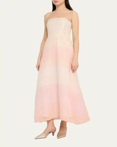 BERNADETTE Odette Strapless Threaded Silk Midi Dress | Thumbnail 4 BERNADETTE Odette Strapless Threaded Silk Midi Dress | Thumbnail 4