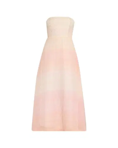 BERNADETTE Odette Strapless Threaded Silk Midi Dress | Thumbnail 1 BERNADETTE Odette Strapless Threaded Silk Midi Dress | Thumbnail 1
