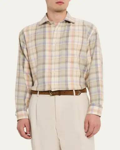 Ralph Lauren Purple Label Plaid Hemp-Cotton Shirt | Thumbnail 4 Ralph Lauren Purple Label Plaid Hemp-Cotton Shirt | Thumbnail 4