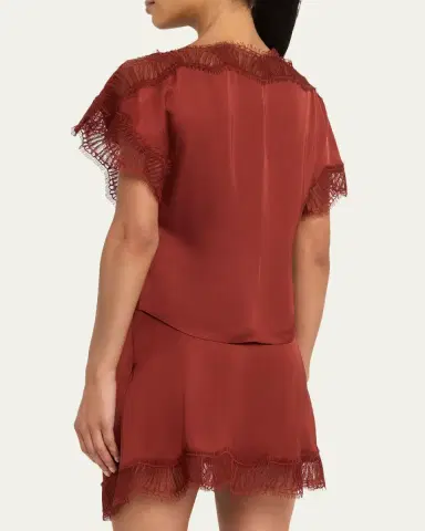 A.L.C. Luna Satin Lace-Trim Top | Thumbnail 3 A.L.C. Luna Satin Lace-Trim Top | Thumbnail 3