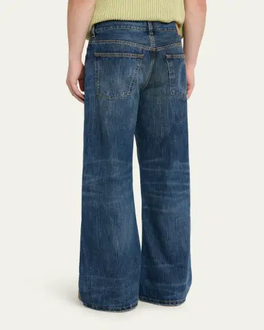 Jeanerica Men's Whiskered Dark Blue Denim Wide-Leg Jeans | Thumbnail 3 Jeanerica Men's Whiskered Dark Blue Denim Wide-Leg Jeans | Thumbnail 3
