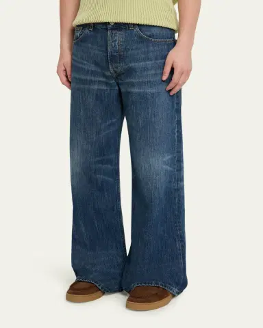 Jeanerica Men's Whiskered Dark Blue Denim Wide-Leg Jeans | Thumbnail 4 Jeanerica Men's Whiskered Dark Blue Denim Wide-Leg Jeans | Thumbnail 4