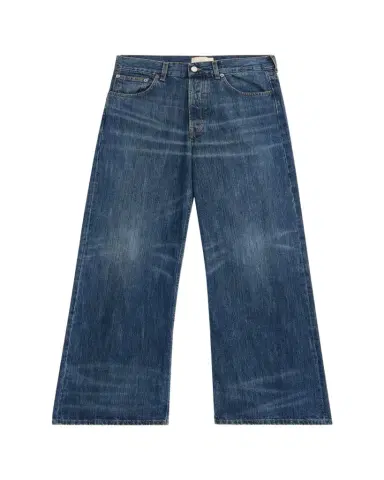 Jeanerica Men's Whiskered Dark Blue Denim Wide-Leg Jeans | Thumbnail 1 Jeanerica Men's Whiskered Dark Blue Denim Wide-Leg Jeans | Thumbnail 1