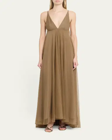 Ronny Kobo Chrissina Plunging Tulle Gown | Thumbnail 2 Ronny Kobo Chrissina Plunging Tulle Gown | Thumbnail 2