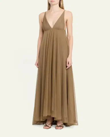 Ronny Kobo Chrissina Plunging Tulle Gown | Thumbnail 4 Ronny Kobo Chrissina Plunging Tulle Gown | Thumbnail 4