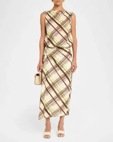 A.L.C. Dylan Plaid Shoulder-Tie Top | Thumbnail 2 A.L.C. Dylan Plaid Shoulder-Tie Top | Thumbnail 2