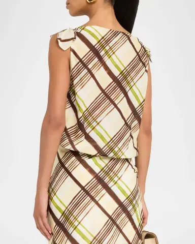 A.L.C. Dylan Plaid Shoulder-Tie Top | Thumbnail 3 A.L.C. Dylan Plaid Shoulder-Tie Top | Thumbnail 3