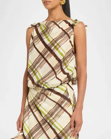 A.L.C. Dylan Plaid Shoulder-Tie Top | Thumbnail 4 A.L.C. Dylan Plaid Shoulder-Tie Top | Thumbnail 4