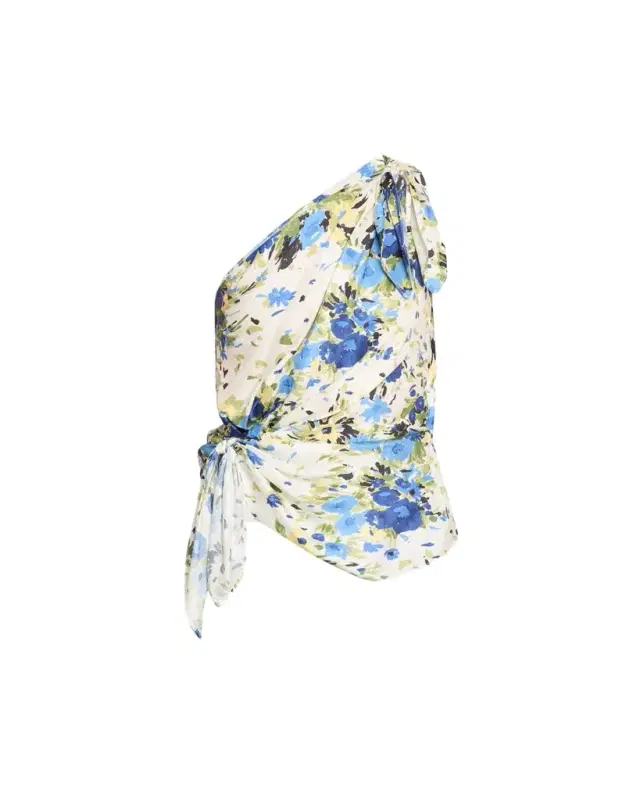 Eliana One-Shoulder Satin Scarf Top Eliana One-Shoulder Satin Scarf Top