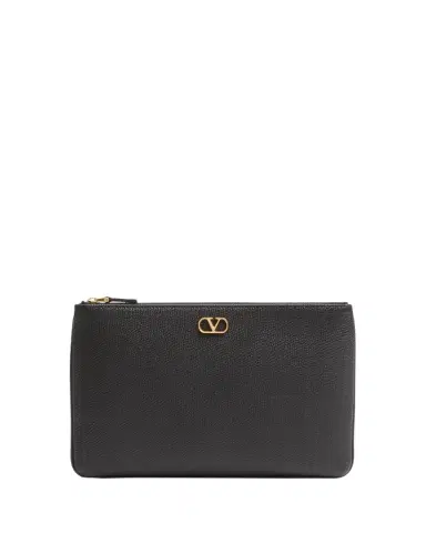 Valentino Garavani Medium Grain Leather Flat Pouch Bag | Thumbnail 1 Valentino Garavani Medium Grain Leather Flat Pouch Bag | Thumbnail 1