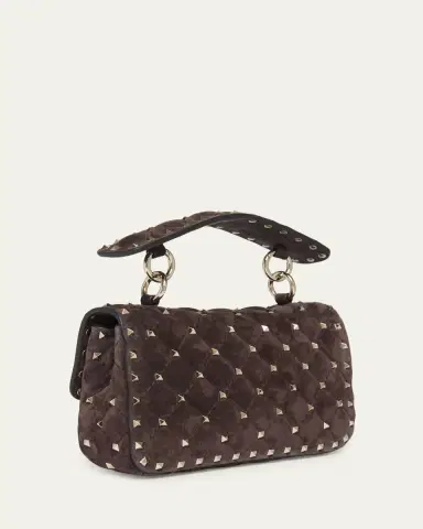 Valentino Garavani Small Quilted Rockstud Suede Shoulder Bag | Thumbnail 3 Valentino Garavani Small Quilted Rockstud Suede Shoulder Bag | Thumbnail 3