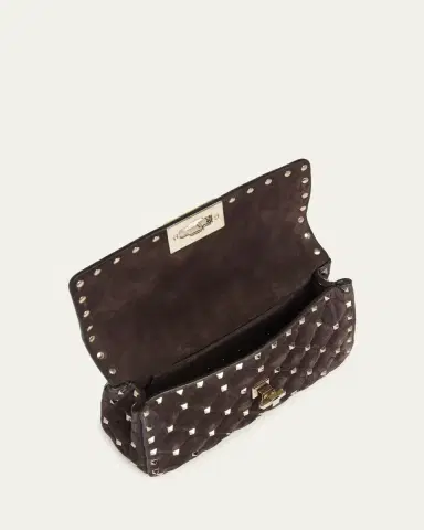 Valentino Garavani Small Quilted Rockstud Suede Shoulder Bag | Thumbnail 4 Valentino Garavani Small Quilted Rockstud Suede Shoulder Bag | Thumbnail 4