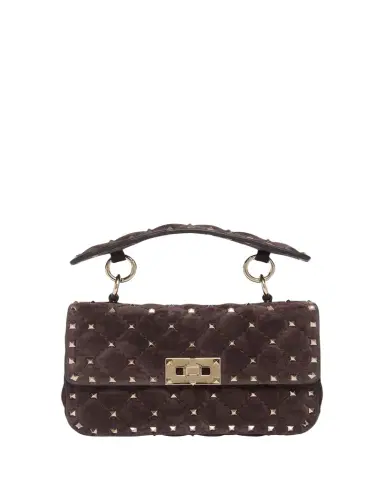 Valentino Garavani Small Quilted Rockstud Suede Shoulder Bag | Thumbnail 1 Valentino Garavani Small Quilted Rockstud Suede Shoulder Bag | Thumbnail 1