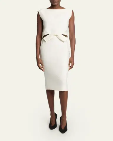 Balenciaga Sleeveless Bow Draped-Back Cutout Midi Dress | Thumbnail 2 Balenciaga Sleeveless Bow Draped-Back Cutout Midi Dress | Thumbnail 2