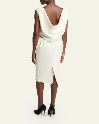 Balenciaga Sleeveless Bow Draped-Back Cutout Midi Dress | Thumbnail 3 Balenciaga Sleeveless Bow Draped-Back Cutout Midi Dress | Thumbnail 3