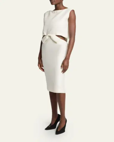 Balenciaga Sleeveless Bow Draped-Back Cutout Midi Dress | Thumbnail 4 Balenciaga Sleeveless Bow Draped-Back Cutout Midi Dress | Thumbnail 4