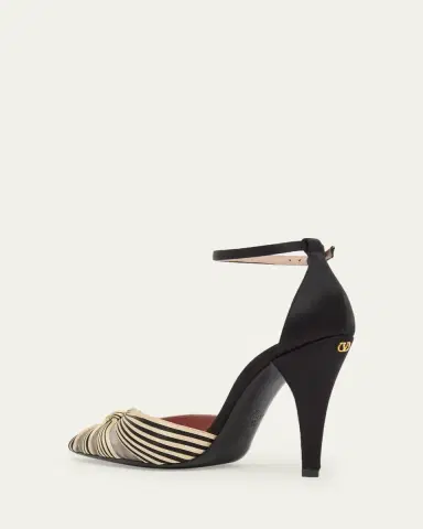 Valentino Garavani 100mm Annine Striped Satin Ankle-Strap Pumps | Thumbnail 4 Valentino Garavani 100mm Annine Striped Satin Ankle-Strap Pumps | Thumbnail 4