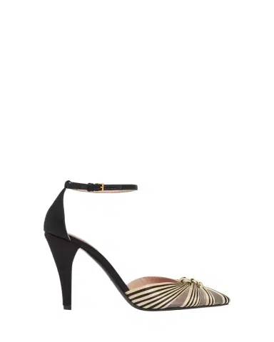 Valentino Garavani 100mm Annine Striped Satin Ankle-Strap Pumps | Thumbnail 1 Valentino Garavani 100mm Annine Striped Satin Ankle-Strap Pumps | Thumbnail 1