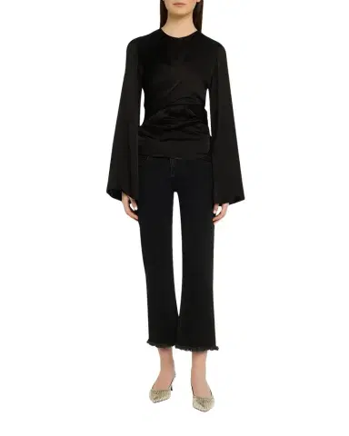 Isabel Marant Neame Draped Satin Flare-Sleeve Top | Thumbnail 1 Isabel Marant Neame Draped Satin Flare-Sleeve Top | Thumbnail 1