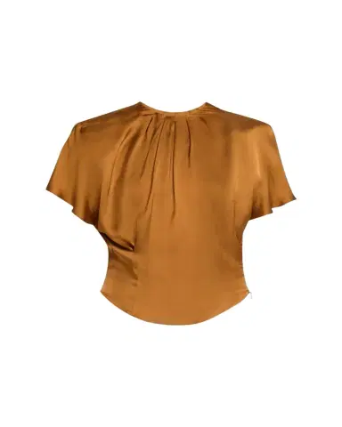 Isabel Marant Sakine Pleated Short-Sleeve Satin Top | Thumbnail 1 Isabel Marant Sakine Pleated Short-Sleeve Satin Top | Thumbnail 1