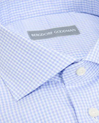 Bergdorf Goodman Men's Cotton Micro-Check Point Collar Dress Shirt | Thumbnail 2 Bergdorf Goodman Men's Cotton Micro-Check Point Collar Dress Shirt | Thumbnail 2