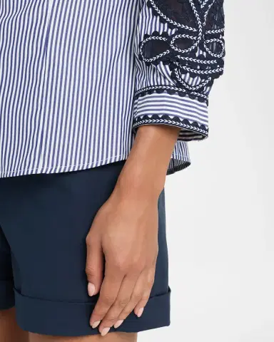 Carolina Herrera Ana Embroidered Striped Poplin Button-Down Shirt | Thumbnail 4 Carolina Herrera Ana Embroidered Striped Poplin Button-Down Shirt | Thumbnail 4