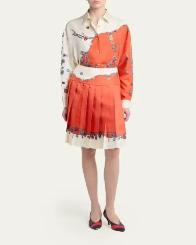 Versace Printed Silk Twill Skirt | Thumbnail 2 Versace Printed Silk Twill Skirt | Thumbnail 2