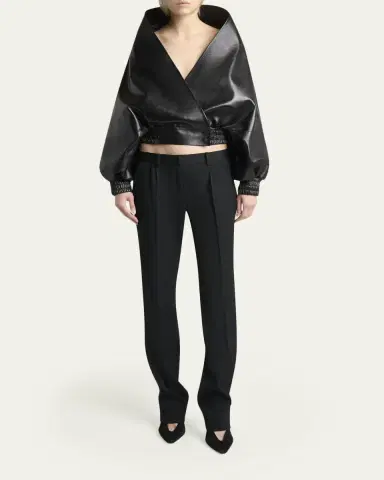 Balenciaga Structured Leather Wrap Jacket | Thumbnail 2 Balenciaga Structured Leather Wrap Jacket | Thumbnail 2