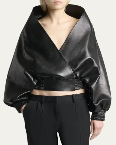 Balenciaga Structured Leather Wrap Jacket | Thumbnail 4 Balenciaga Structured Leather Wrap Jacket | Thumbnail 4