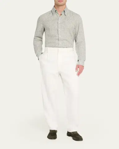 Bergdorf Goodman Men's Linen Gingham Check Sport Shirt | Thumbnail 2 Bergdorf Goodman Men's Linen Gingham Check Sport Shirt | Thumbnail 2