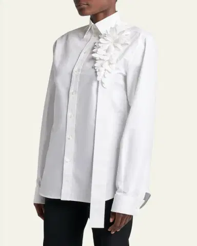 Balenciaga Garden Flower Cotton Poplin Button-Down Shirt | Thumbnail 4 Balenciaga Garden Flower Cotton Poplin Button-Down Shirt | Thumbnail 4