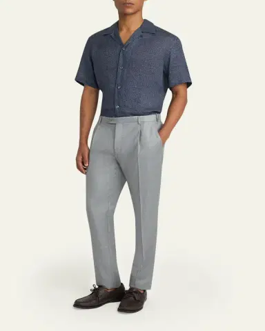 Brioni Men's Linen Pines-Print Camp Shirt | Thumbnail 2 Brioni Men's Linen Pines-Print Camp Shirt | Thumbnail 2