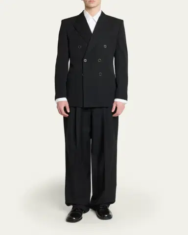 Givenchy Men's Wool Gabardine Double-Breasted Jacket | Thumbnail 2 Givenchy Men's Wool Gabardine Double-Breasted Jacket | Thumbnail 2