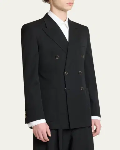 Givenchy Men's Wool Gabardine Double-Breasted Jacket | Thumbnail 4 Givenchy Men's Wool Gabardine Double-Breasted Jacket | Thumbnail 4