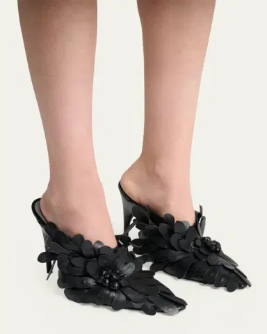 Balenciaga 90mm Flowers Leather Mule Pumps | Thumbnail 2 Balenciaga 90mm Flowers Leather Mule Pumps | Thumbnail 2
