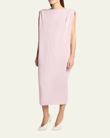 Balenciaga Gathered-Shoulder High-Neck Midi Sack Dress | Thumbnail 4 Balenciaga Gathered-Shoulder High-Neck Midi Sack Dress | Thumbnail 4