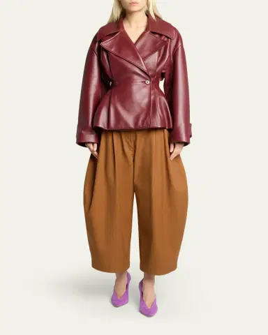 Balenciaga Pleated Barrel-Leg Ankle Bermuda Pants | Thumbnail 2 Balenciaga Pleated Barrel-Leg Ankle Bermuda Pants | Thumbnail 2