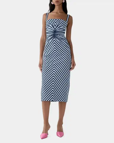 Carolina Herrera Sleeveless Striped Gathered-Waist Midi Dress | Thumbnail 2 Carolina Herrera Sleeveless Striped Gathered-Waist Midi Dress | Thumbnail 2